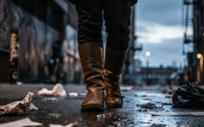 A person in dark clothing evading capture by moving stealthily through a city alley, illustrating a guide on how to evade capture.