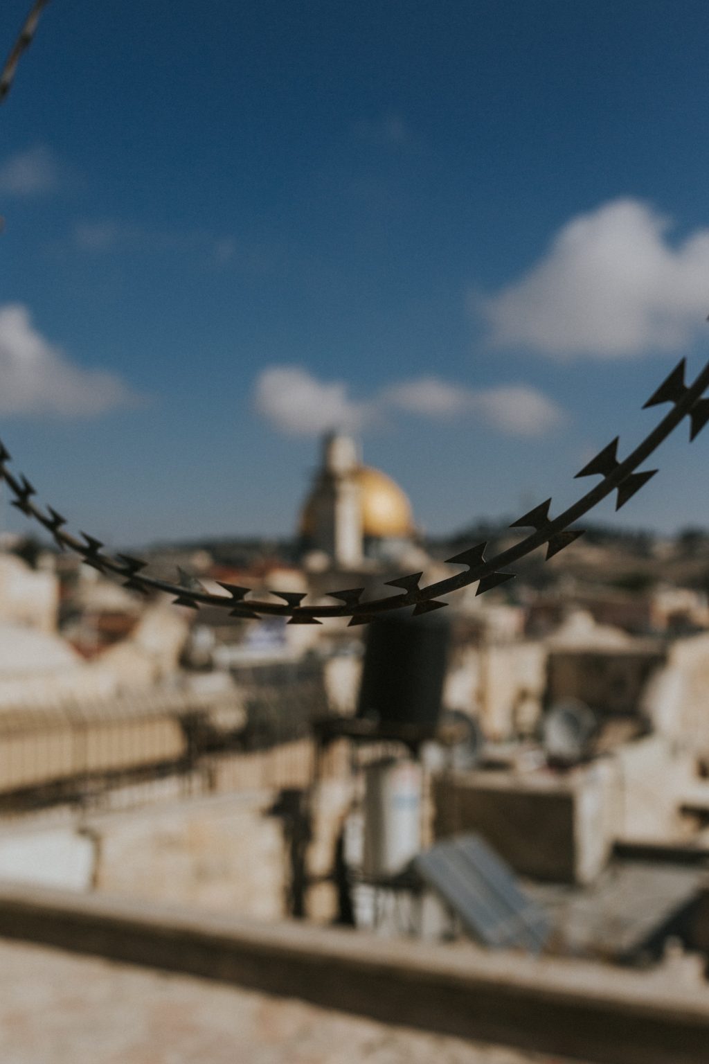 A photo of barbed wire fencing in Israel