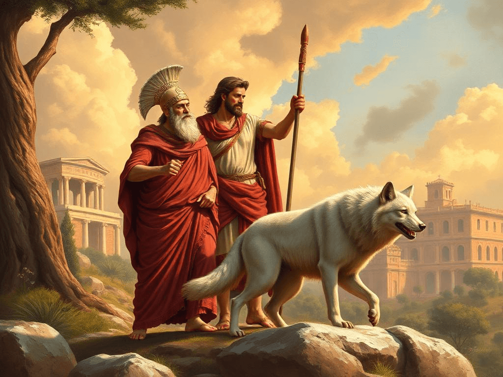 Roman Empire: Depiction of Rome’s founding with Romulus, Remus, and the she-wolf.