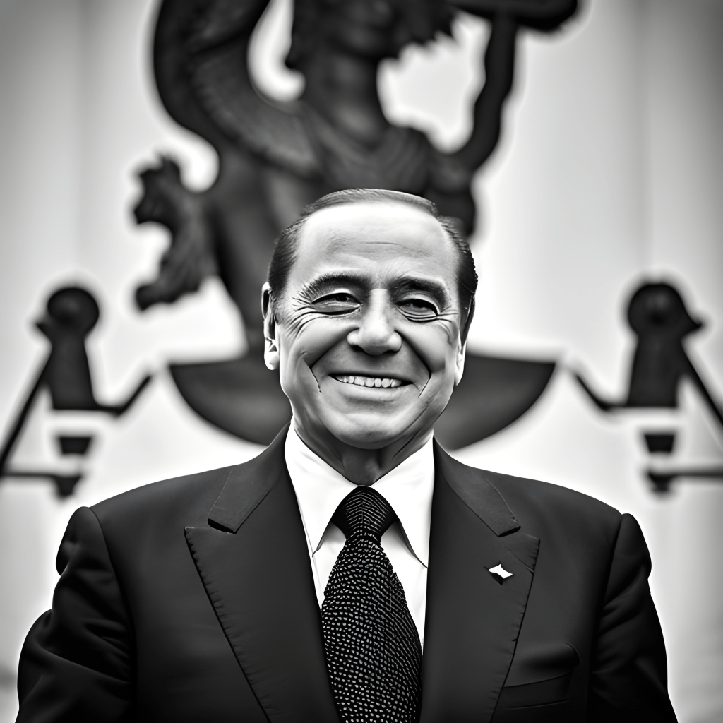 A radiant Silvio Berlusconi, emblematic of his charismatic leadership and enduring influence.