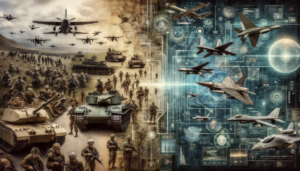 Collage of Military Evolution from World War II to Modern Warfare