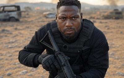 PMCs in African conflicts: Black African mercenaries in intense combat on a rugged African battlefield, showcasing the grit and chaos of modern warfare, 2020–2025.