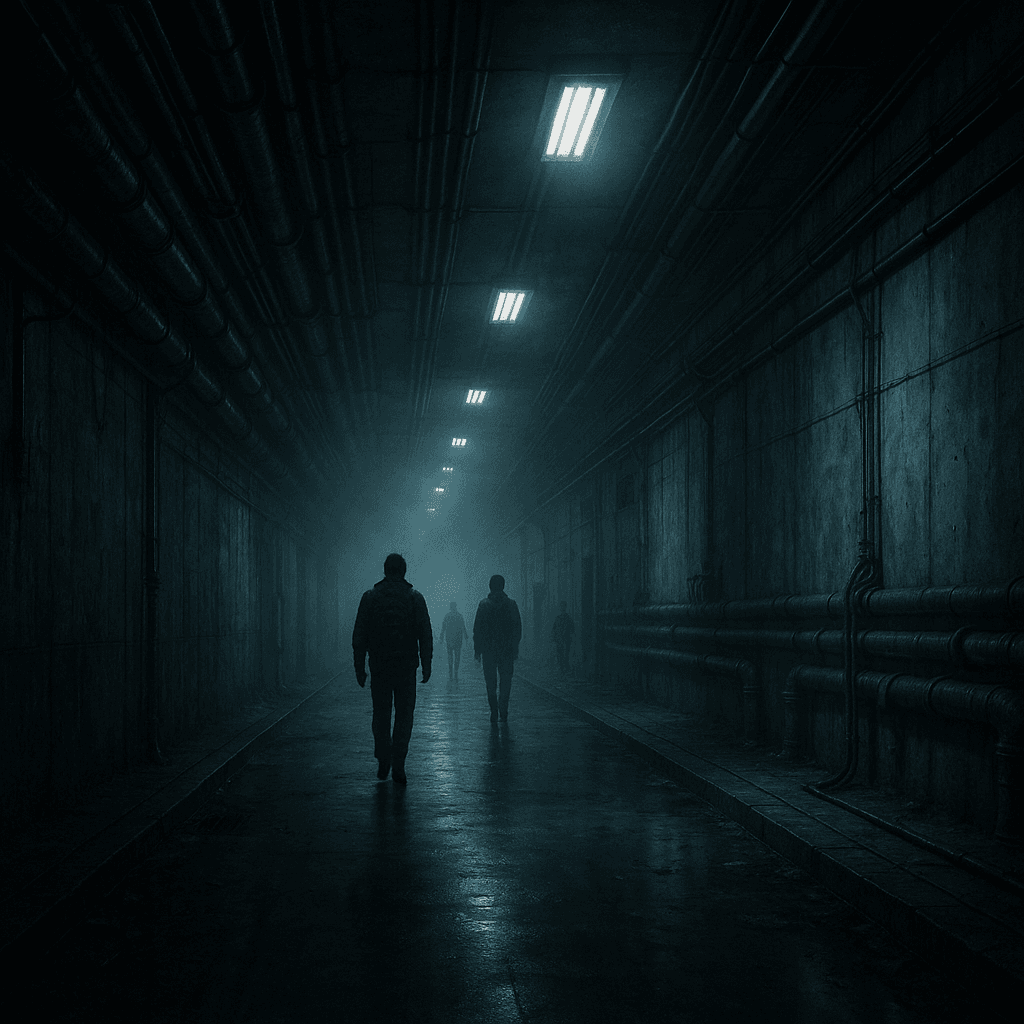 Underground Cities: People walking through an abandoned underground bunker beneath Beijing