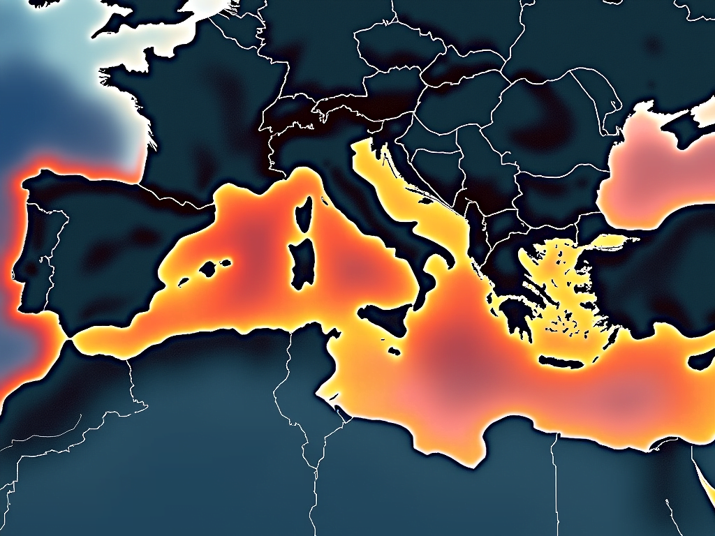 Overheated Mediterranean Sea near Italian coast, representing Mediterranean warming impacts.