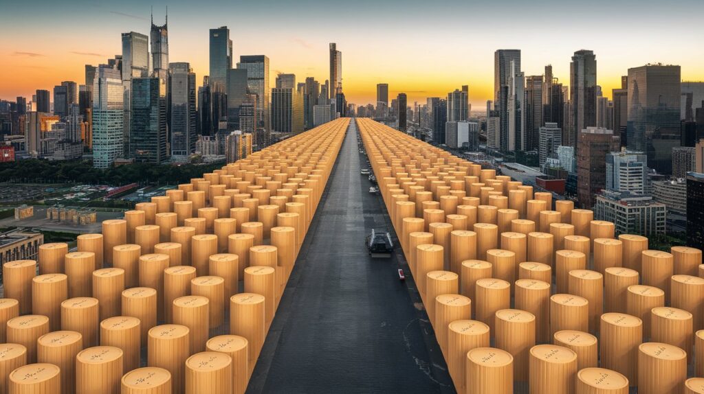 Illustration of a large wealth inequality, showing a divide between the rich and the poor in modern society.