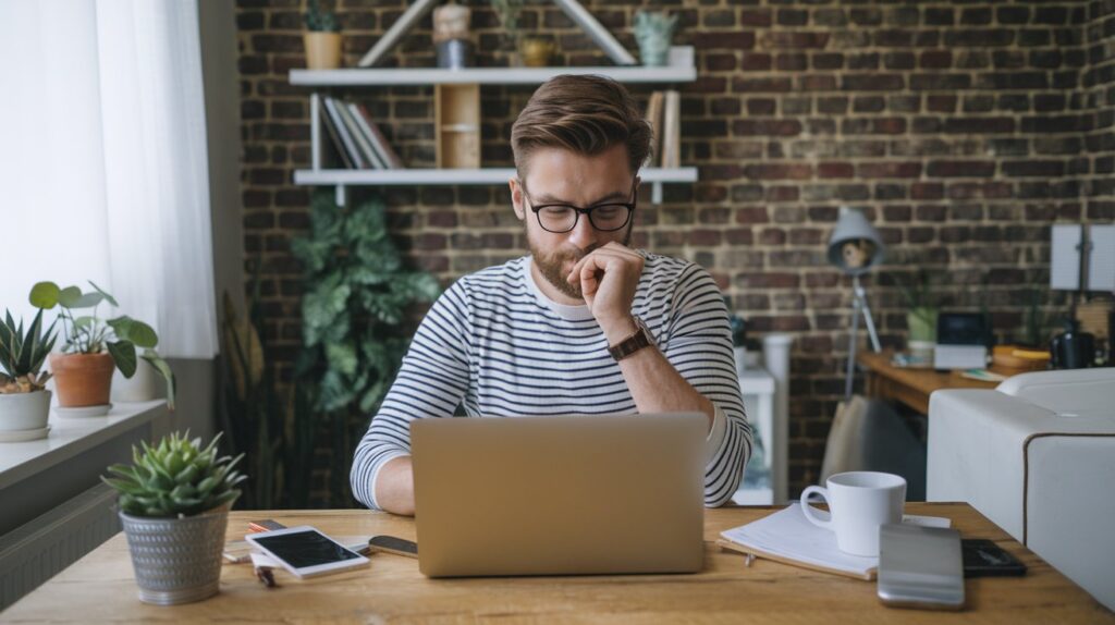 freelancer working remotely, symbolizing the gig economy and the future of work.