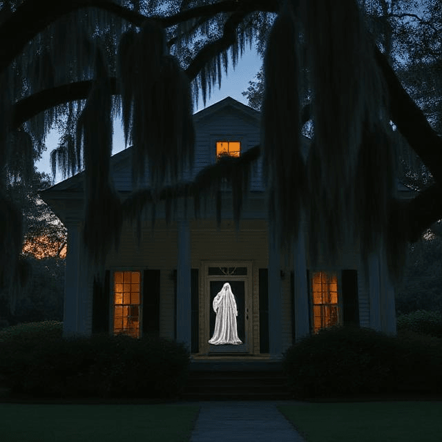 Haunted places in America: ghostly figure at Myrtles Plantation during paranormal investigation