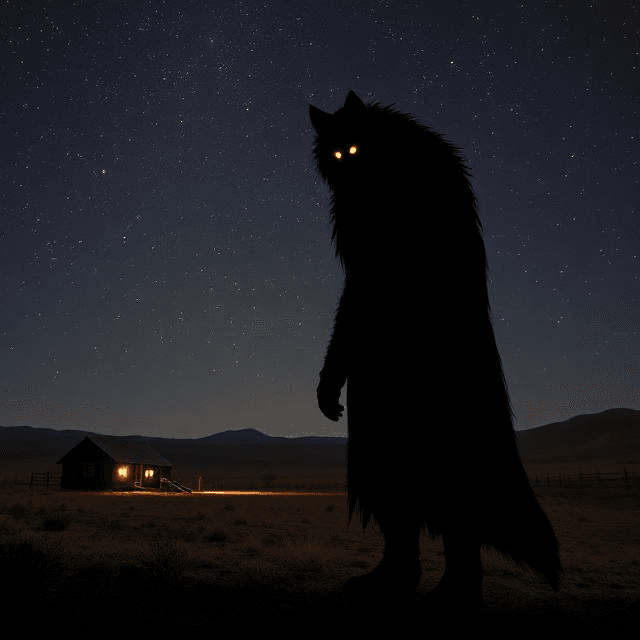 Eerie skinwalker figure on Skinwalker Ranch, known for paranormal activity.