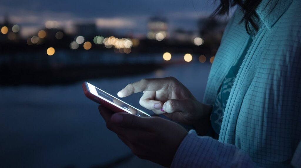 Person scrolling on their phone in the dark, symbolizing social media addiction and its impact on mental health.