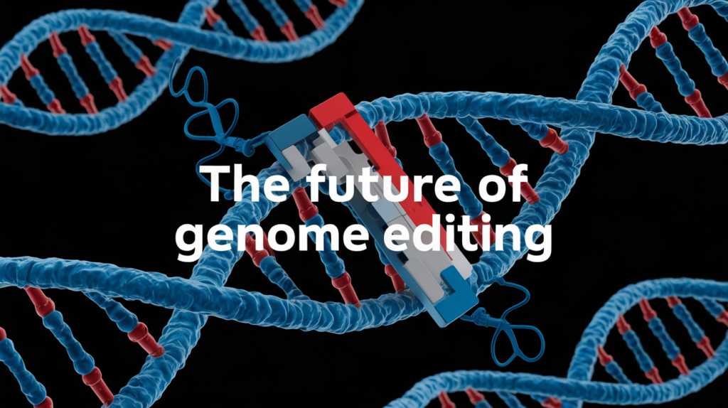 Graphic representation of DNA being edited with CRISPR technology, symbolizing the future of CRISPR genome editing