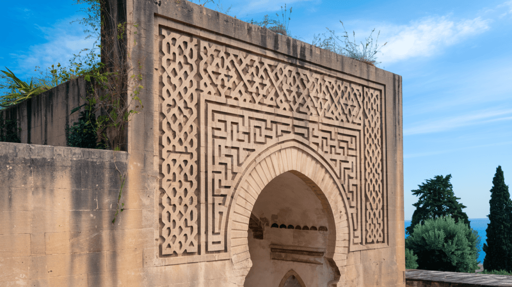 Ancient Sicilian architecture influenced by Islamic designs, symbolizing the impact of the Muslim conquest of Sicily.