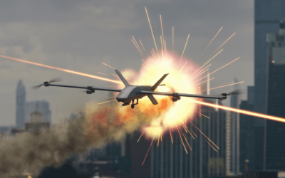 Directed energy weapons laser vaporizes drone in future warfare scenario