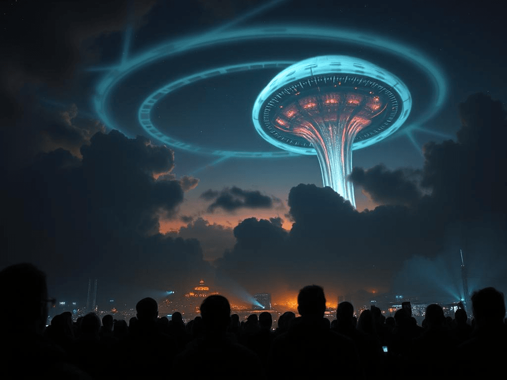 Project Blue Beam concept of a staged alien invasion using advanced holographic technology