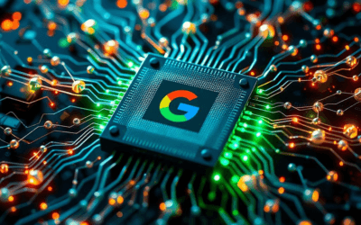 Multiverse: Google Willow quantum chip surrounded by visualized entangled particles and glowing pathways representing computational power.