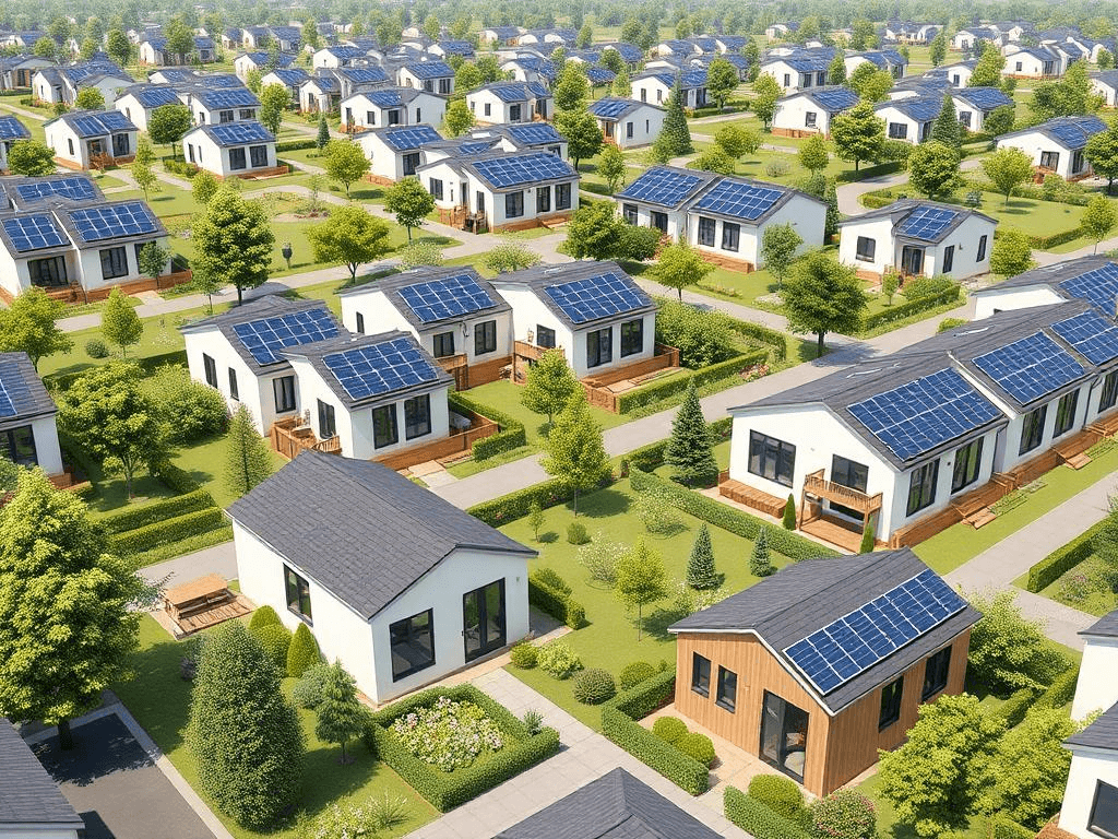 Modular housing community showcasing innovative affordable housing solutions with eco-friendly designs in 2025.