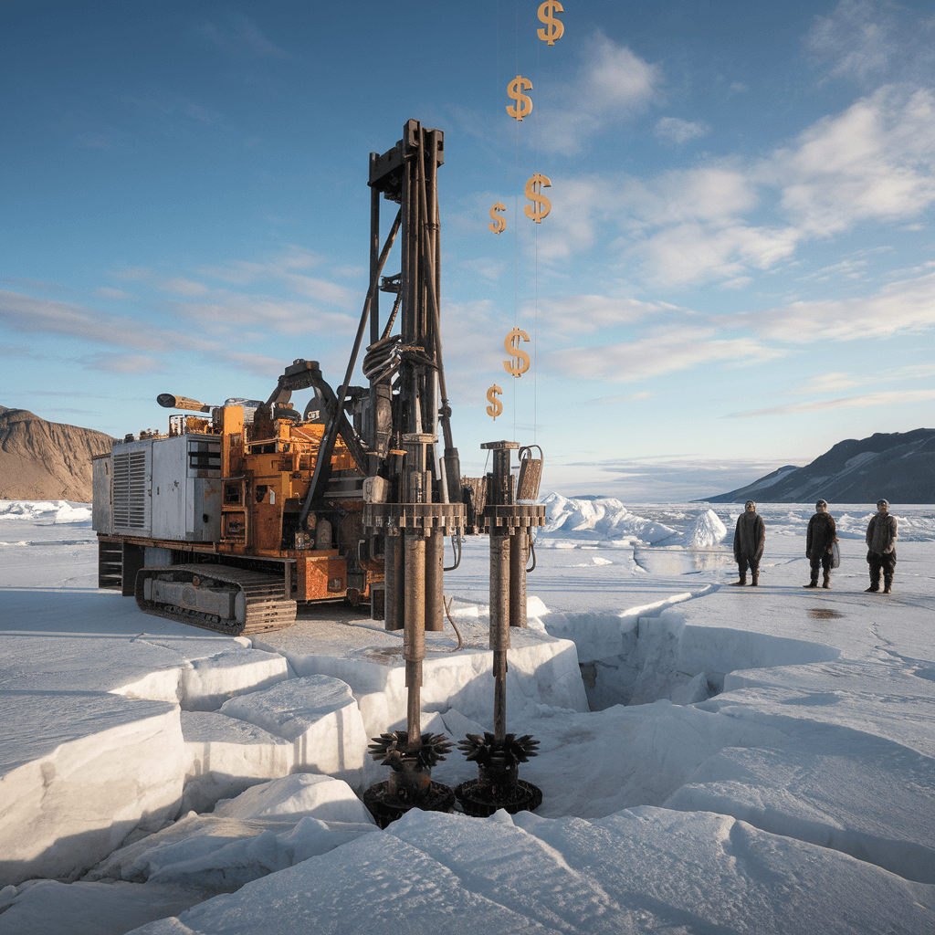Trump’s military threats loom as mining rig disrupts Greenland annexation landscape, profits rising while Inuit look on.