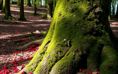Mossy tree and berries in a forest highlighting survival mistakes and killer survival fails
