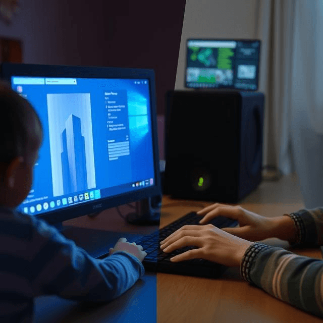 Child and adult using AI-powered adaptive learning platforms examples like DreamBox and Grammarly, showcasing what is adaptive learning in artificial intelligence.