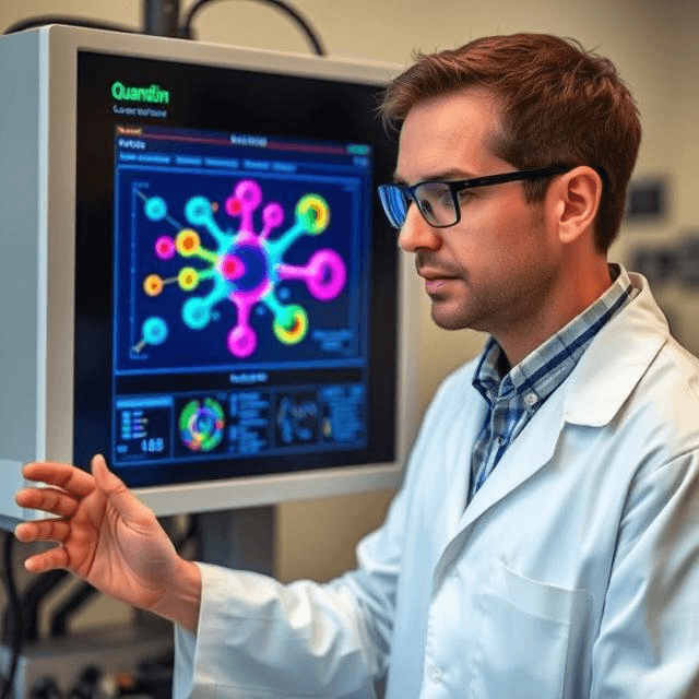 Quantum computing in drug development powers molecular modeling in a cutting-edge lab.