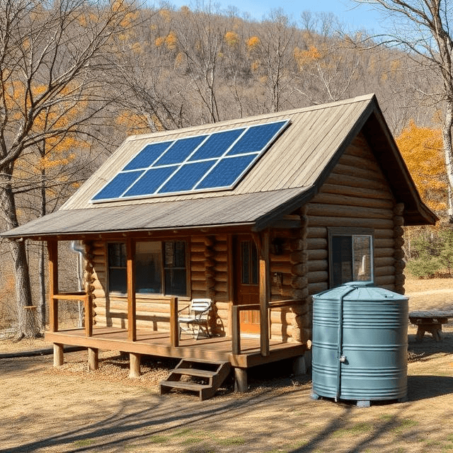 Tennessee off-grid cabin showcasing the best states for off-grid living with solar and water solutions.