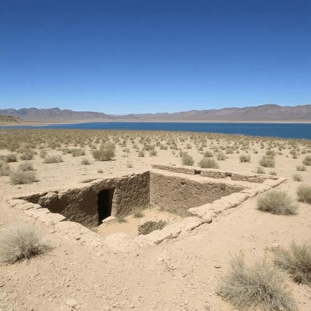 St. Thomas Nevada ruins emerge from Lake Mead ghost town, with a sunken Nevada settlement’s adobe walls and cistern, hinting at St. Thomas mystery and hidden Nevada history.