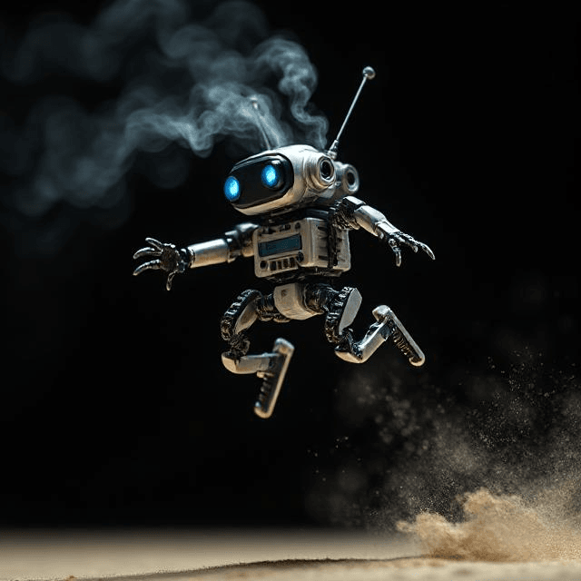 Micro robot with tiny combustion engines jumps skyward, showcasing micro robotics innovation