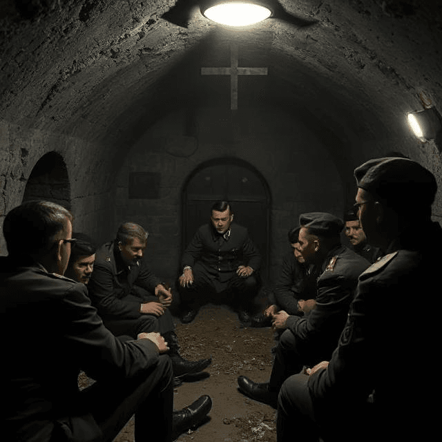 Inside the Führerbunker during Hitler’s last days, a grim scene of defeat and desperation unfolds