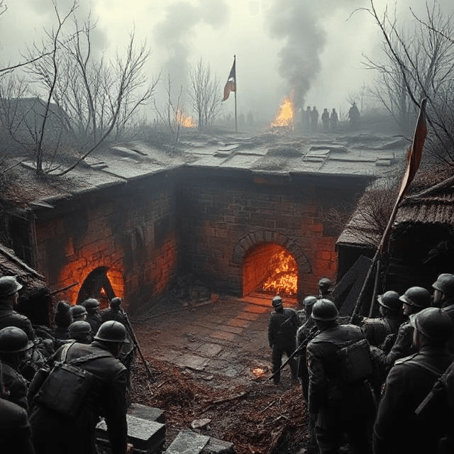 Hitler’s last days end in the Führerbunker with the cremation of his and Eva Braun’s bodies amidst Berlin’s fall.