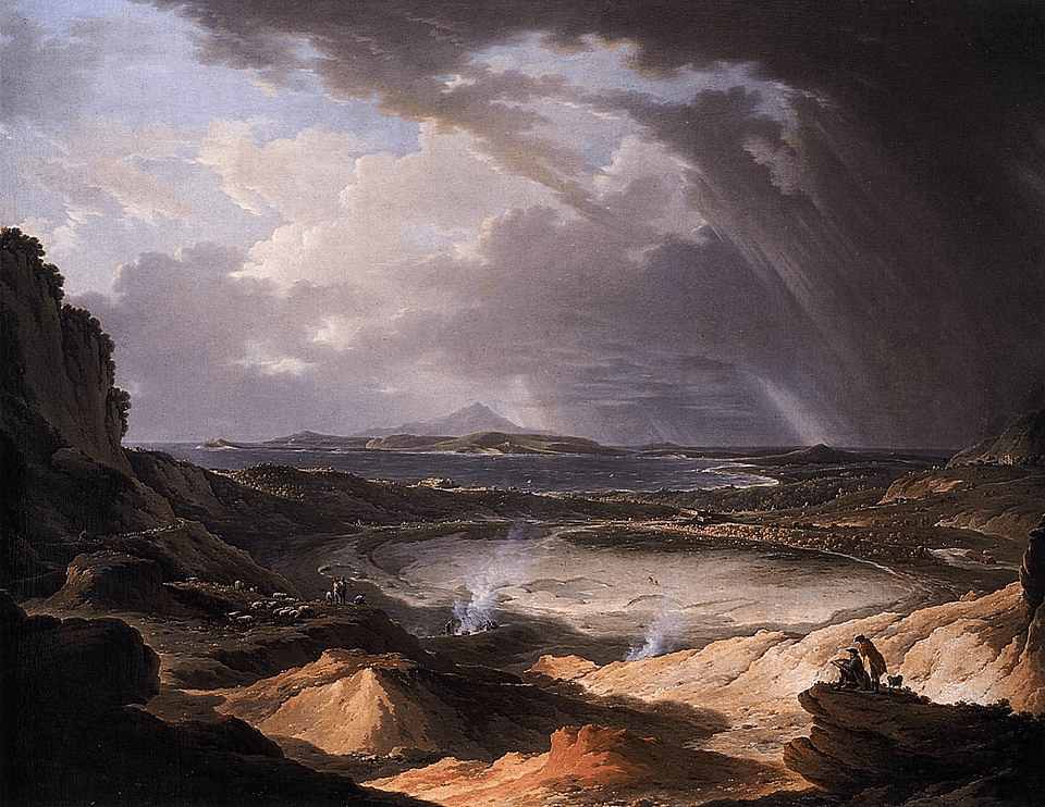 A fumarole at the Phlegraean Fields; painting by Michael Wutky (1780s) - Campi Flegrei