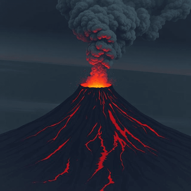 Tambora Eruption unleashing ash into the atmosphere, setting the stage for the Year Without Summer.