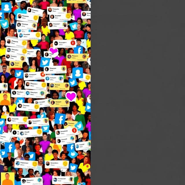 Split-screen graphic showing echo chamber effects: a lively social media feed versus a muted dissenting voice.