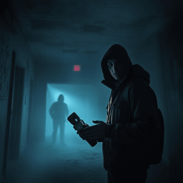Beginner using best paranormal investigation techniques with EMF meter in haunted setting