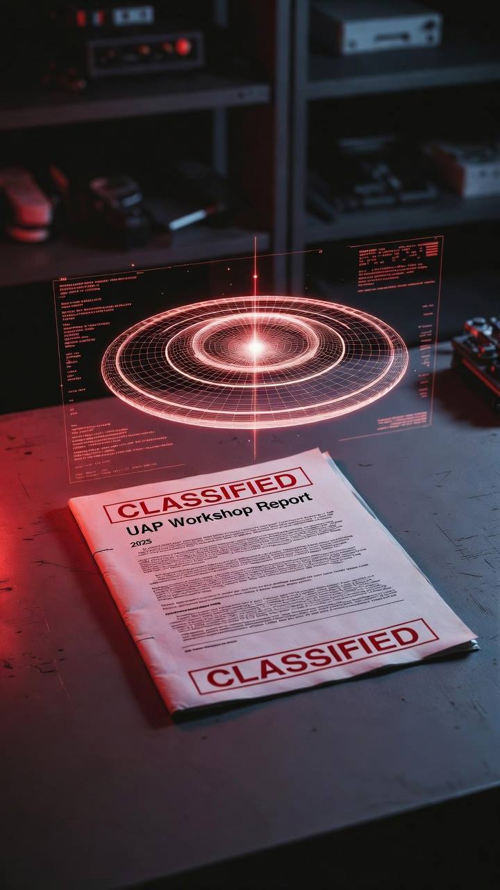 AARO 2025 UAP Workshop Report dossier with holographic data visualisation