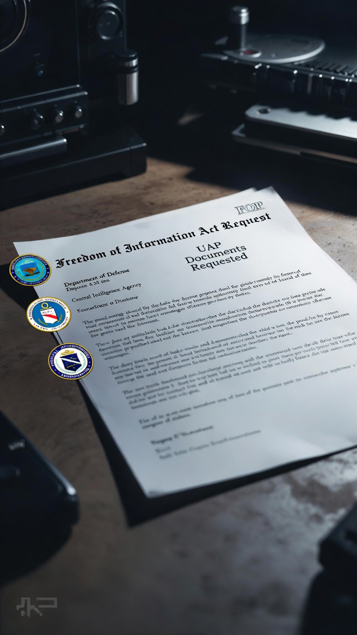 UAP FOIA request template letter with agency logos.