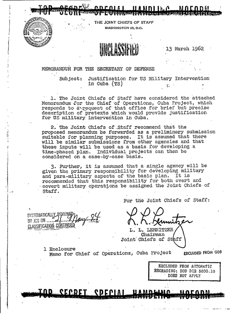 Operation Northwoods Documents: Read the 1962 Plan